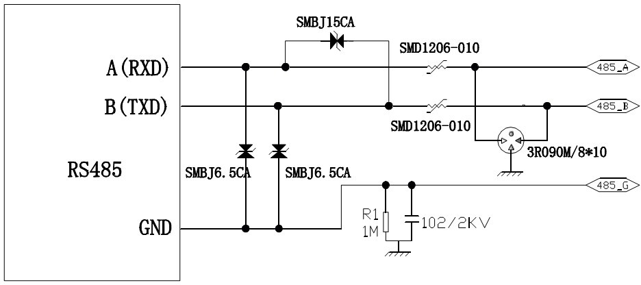 RS-485保护方案拓朴 图一